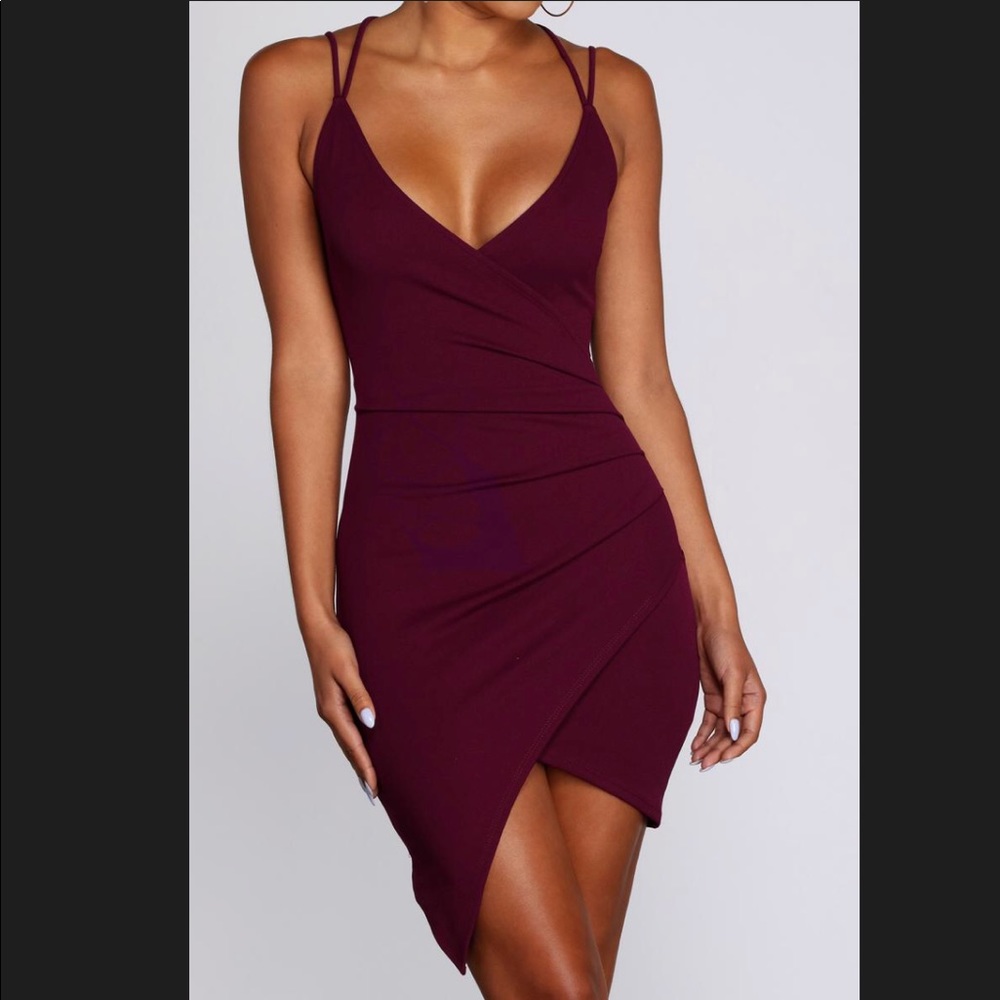 Bring it Back Maroon Asymmetrical Dress - Windsor